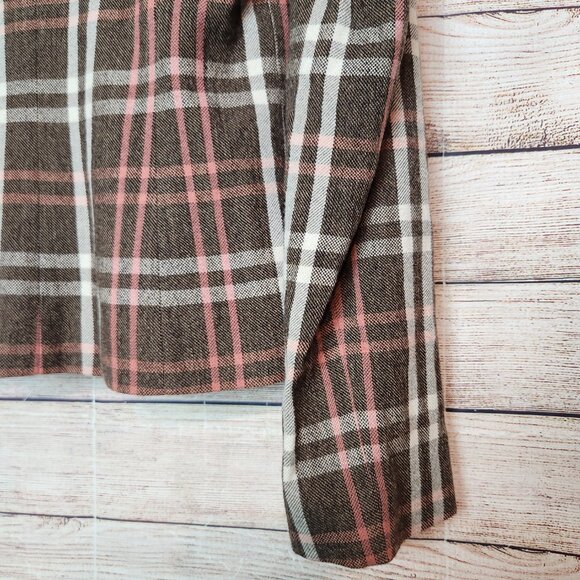 Hugo Boss Women’s Plaid Wool Blend Blazer Pockets Size US 4 Brown Gray - Picture 13 of 13